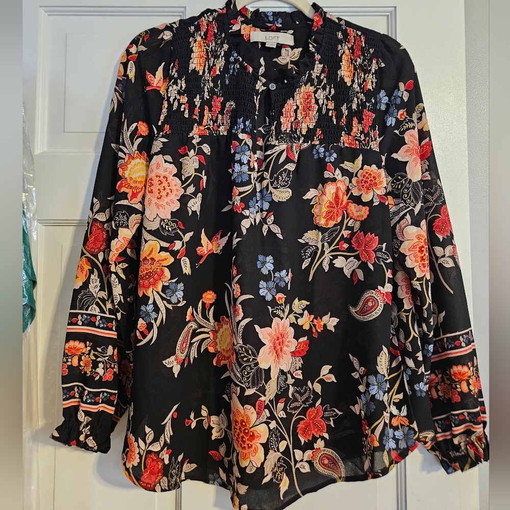 Loft Floral Long-sleeve Blouse